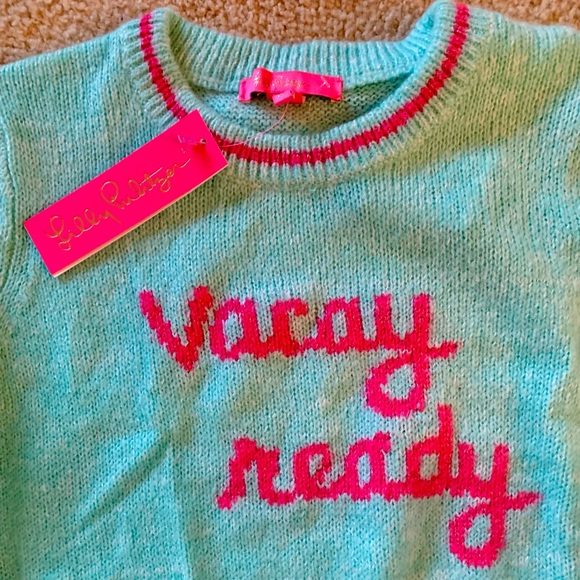 Lilly Pulitzer NWT Women’s M Rollins Sweater Surf Blue Vacay Ready Intarsia - Picture 2 of 8